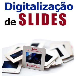 Slides fotográficos em molduras de 35 mm para digitalização