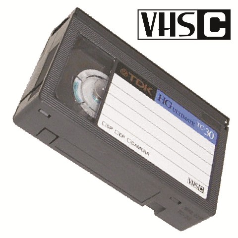 Fita de vídeo VHS-C com identificação do formato